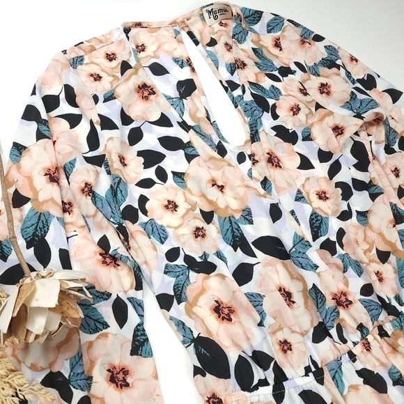 New Show Me Your Mumu Green Pink Floral Romper Sz S - Picture 7 of 14